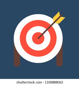 Target with Arrow on Tripod Flat Icon. Smart Goal Business Achieve