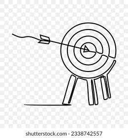 target with arrow,  one line drawing vector