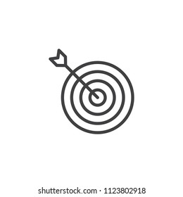 Target arrow outline icon. linear style sign for mobile concept and web design. Achieving goal simple line vector icon. Symbol, logo illustration. Pixel perfect vector graphics