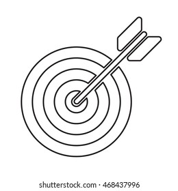 Target with arrow. Outline icon vector stock illustration