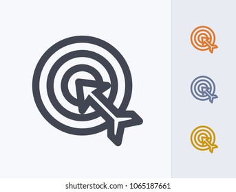 Target & Arrow - Outline Icons. A professional, pixel-aligned icon.