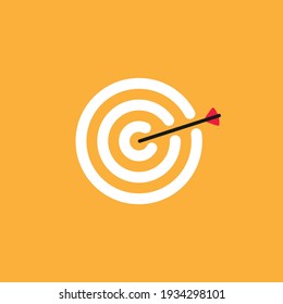 Target with arrow over white simple vector illustration