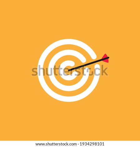 Target with arrow over white simple vector illustration