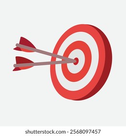 Target with an arrow perfectly hitting center vector icon. 