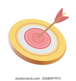 Target with an arrow perfectly hitting center vector icon. 