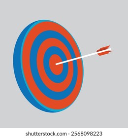 Target with an arrow perfectly hitting center vector icon. 