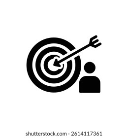 Target with Arrow and Person Icon in Minimal Style Representing Goal Achievement