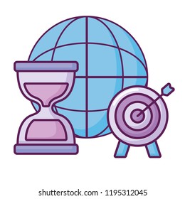 target with arrow and planet
