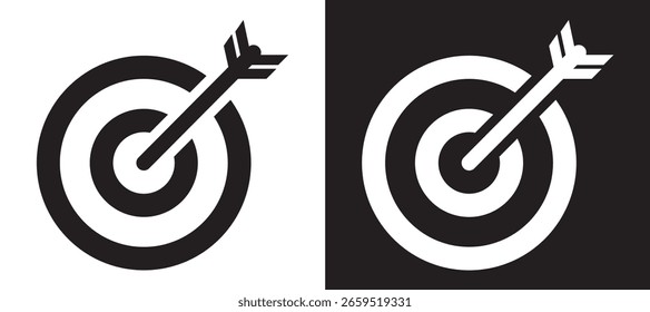 Zielpfeil positives negatives Icon, Vektorbild