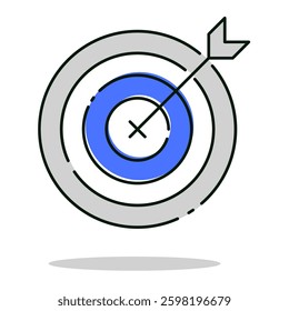 Target with an arrow representing goal setting, strategic focus, and business success, editable stroke