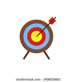 Target with arrow, standing on a tripod. Vector illustration.