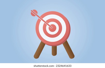 Target with arrow, standing on a tripod. Goal achieve concept