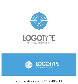 Target, Arrow, Strategy, Point Blue Solid Logo with place for tagline. Vector Icon Template background