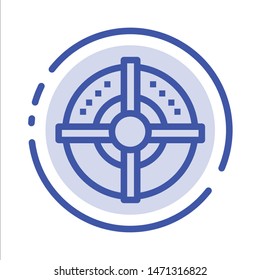 Target, Arrow, Strategy, Point Blue Dotted Line Line Icon. Vector Icon Template background