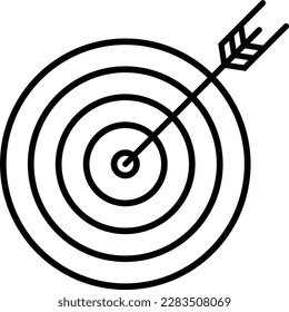 Target with arrow thin line icon. Bullseye flat design illustration.