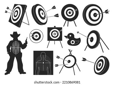 Target of arrow vector black set. Isolated black icon goal. Vector illustration target of arrow on white background .