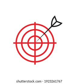 Ziel-und Pfeil-Vektorsymbol. einzeln auf weißem Hintergrund