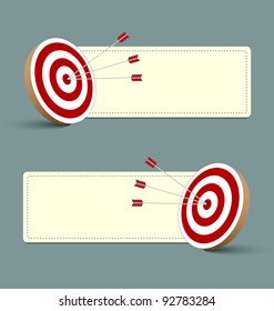 Target, arrows and banners isolated on background