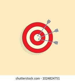 Target with arrows. Concept of achieving the goal. Vector illustration in flat design style