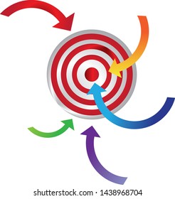 Target, arrows direction, red and white vector