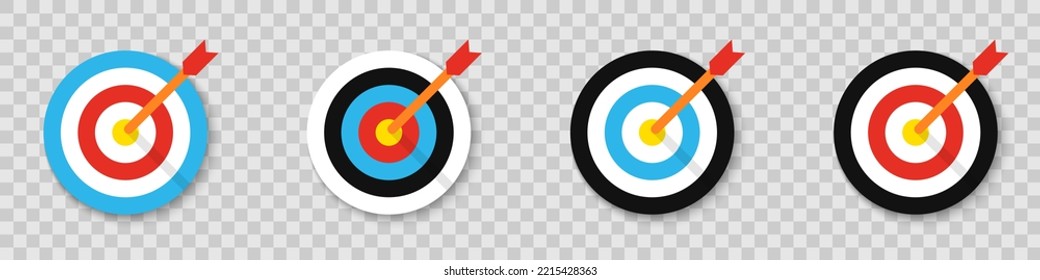 Target with arrows. Goal symbols. Archery Targets with arrow. Vector illustration