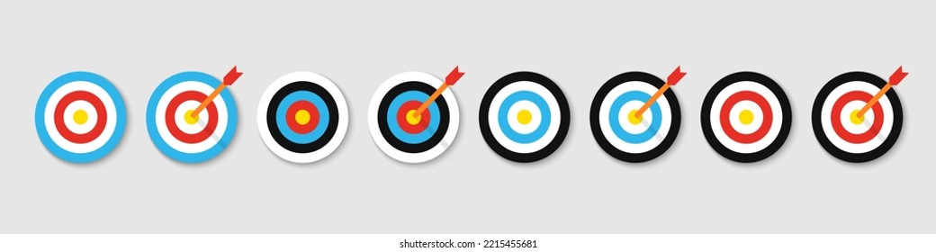 Target with arrows. Goal symbols. Archery Targets with arrow. Vector illustration