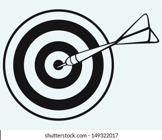 Target and arrows isolated on blue background