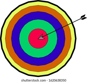 Target and arrows isolated on white background. Arrow hitting target. Business concept.