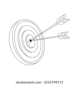 Target with arrows line art illustration