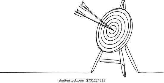 Target with Arrows One Line Art Vector Minimal Continuous Line Illustration