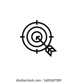 Target with arrows in outline style on white background vector illustration