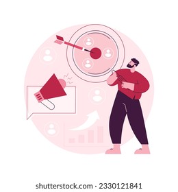 Target audience abstract concept vector illustration. Market segmentation, online digital markeing, media content campaign, user engagement and interaction, promotion channels abstract metaphor.