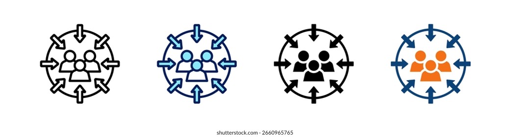 Zielgruppe Alles in einem Symbol Multi Styles Vektorsatz
