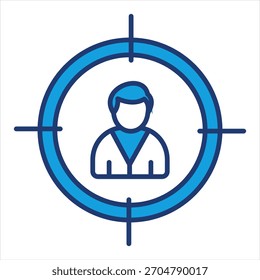 Ilustração do vetor de ícone azul do público-alvo