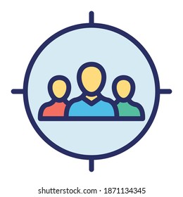 Target Audience in Circle, Vector Icon, customer, customer catching, Gathering, Audience Account Group
