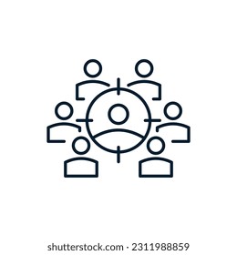 Concepto de audiencia objetivo. Icono del vector aislado en fondo blanco.
