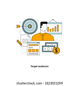 Target audience concept. Vector template for website, mobile website, landing page, ui.