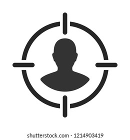 Target audience. Customer, client targeting. Consumer centricity. Aim human sign