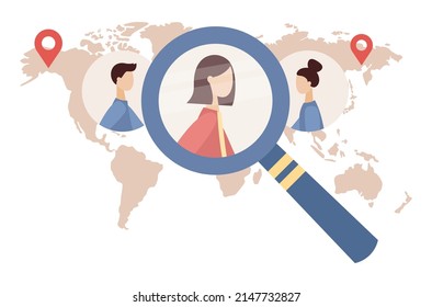 Target audience. Customers outreach. Human resources concept. Business goal concept. Digital targeting marketing. Vector flat illustration