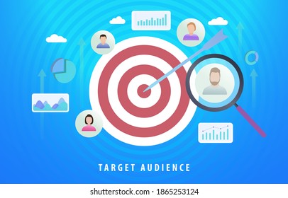 Target Audience Digital Marketing Advertising AI Segmentation. Sales generation with particular group of consumers. Target market achievement, reaching audience, customer relationship management CRM.