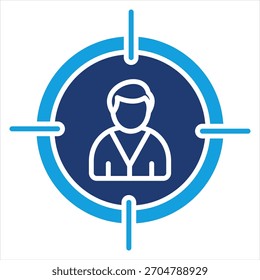 Ilustração do vetor de ícone azul plano do público-alvo
