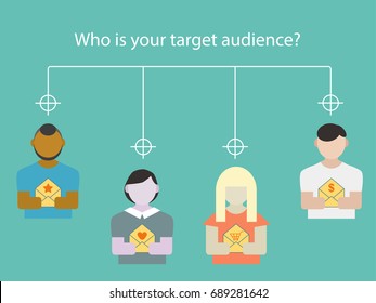 Target Audience Flat Vector Illustration On A Green Background.