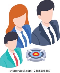 target audience growth isometric Concept, Brand Potential Opportunity vector color icon design, business corporation symbol, Joint partnerships Sign, Sales and Marketing management illustration