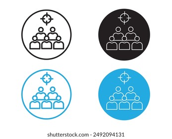 Target audience icon black and white vector outline sign