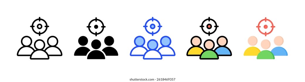 Target Audience Icon Collection With Multiple Styles