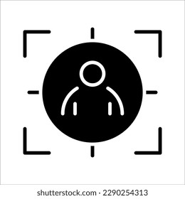 Icono de público objetivo diseño ilustración de material, en fondo blanco.