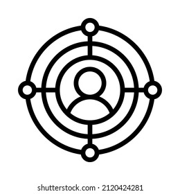 Icono de audiencia de destino. Concepto de marketing digital. Estilo de esquema. Vector. Aislar sobre fondo blanco.