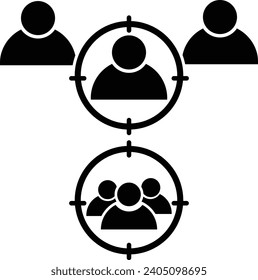 Target audience icon. Consumer centricity sign. Headhunting symbol. flat style.