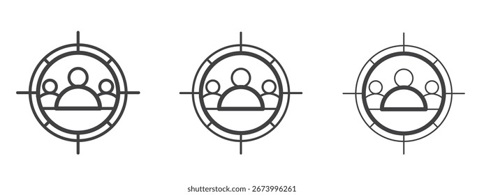 Diseño de ícono de audiencia objetivo, adecuado para Web, infografías, interfaz y App.