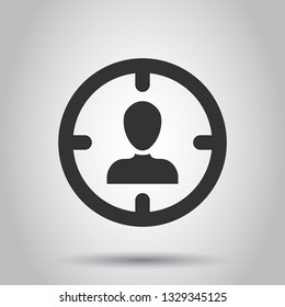 Target audience icon in flat style. Focus on people vector illustration on white background. Human resources business concept.